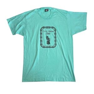 Vintage-Inspired 'I Love Making Dolls' Mint Green Graphic Tee
